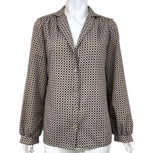 Vintage 70's Judy Bond Women's 10 Printed Long-Sleeve Button Up